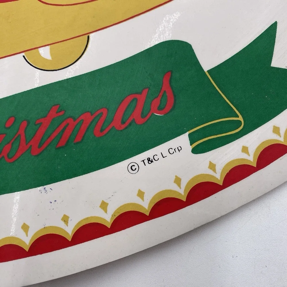 Town & Country Vinyl 1980s Christmas Table Placemats‎ 14 X 17 Bells MCM White